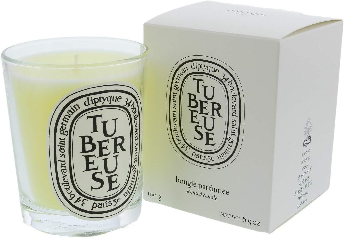 Luxury Tuberose Candle - 6.5 oz, Glass Container with Long-Lasting Fragrance