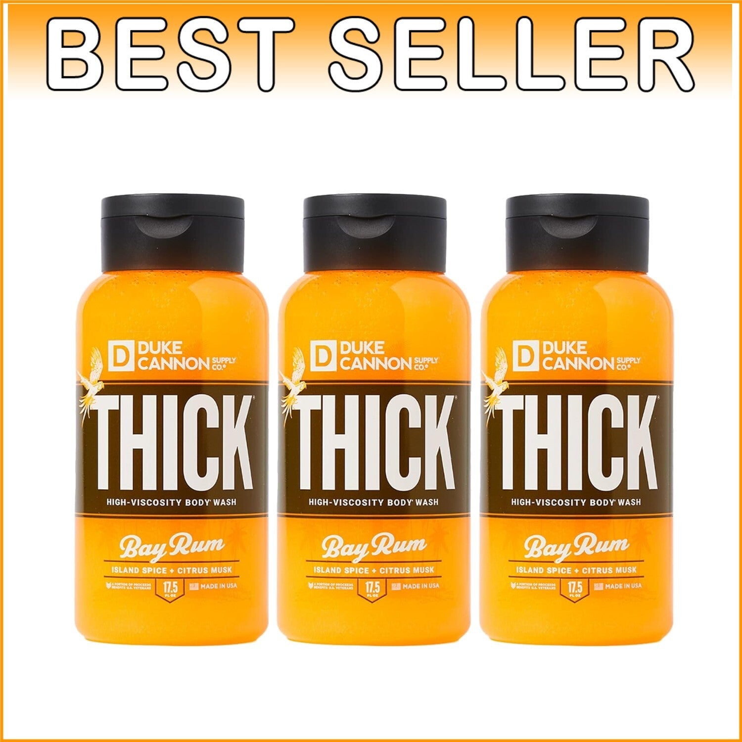 Duke Cannon Thick Body Wash - Bay Rum Scent, 3 Bottles for Ultimate Freshness