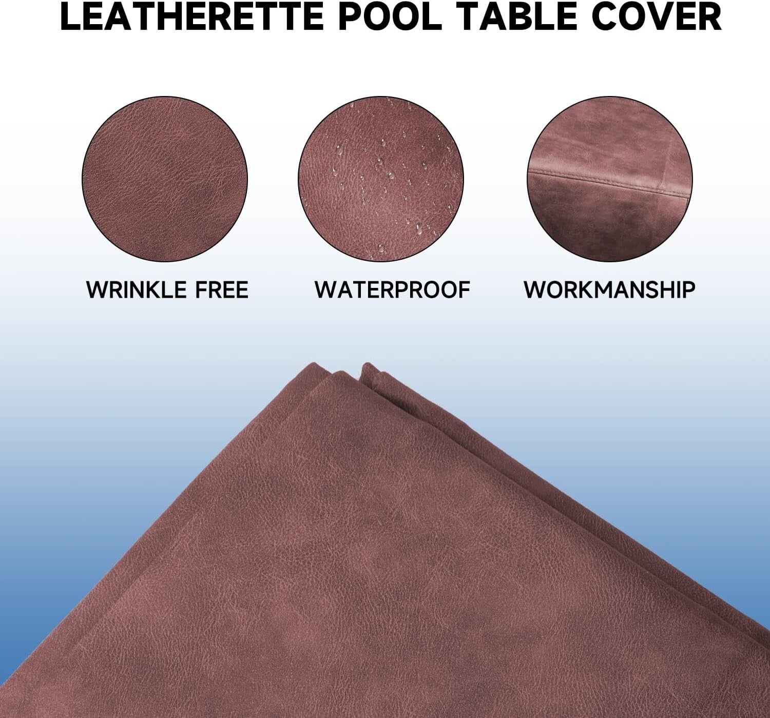 Elegant Leatherette Pool Table Cover - Fits 7' 8' 9' with Zipper Closure