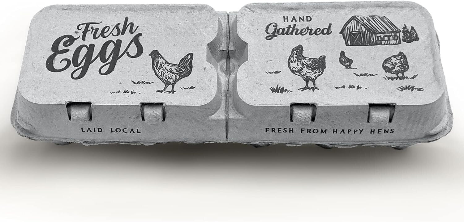Charming Farm Fresh Egg Cartons - Half Dozen and Full Dozen Options in 250 Pack