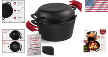 Load image into Gallery viewer, Versatile 5-Quart Cast Iron Dutch Oven with Dual Handles and Silicone Covers