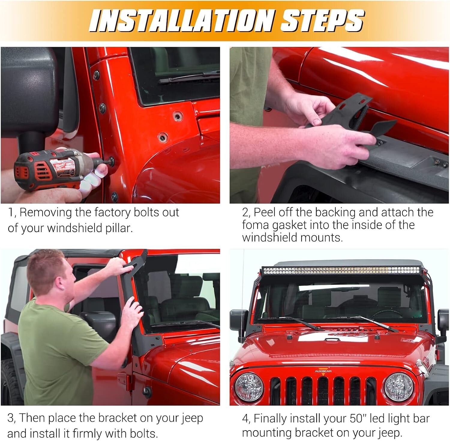 Heavy-Duty Jeep Wrangler TJ/LJ Light Bar Brackets for Secure Lighting Solutions