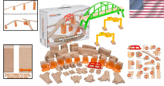 Creative 110-Piece Train Track Expansion Pack with Unique Stackable Stabilizers