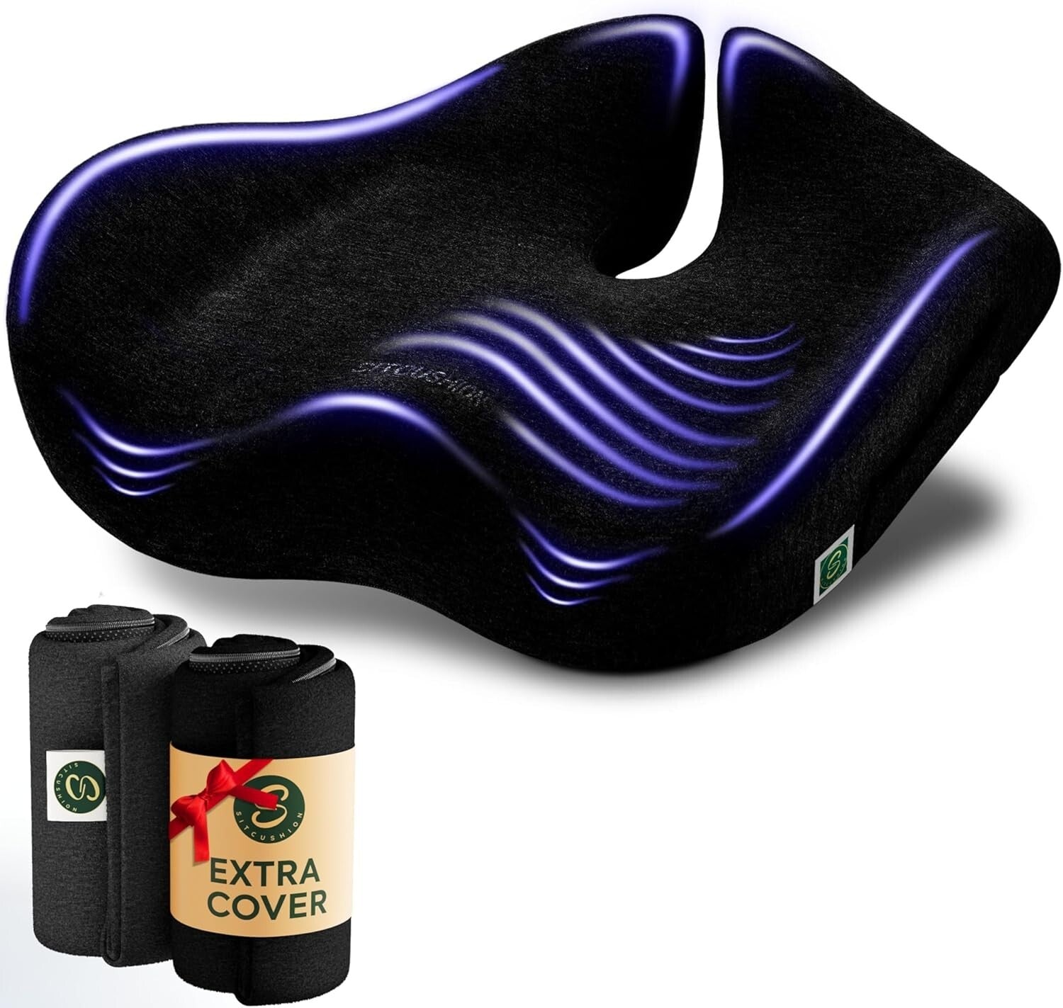 Ergonomic X-Large Memory Foam Seat Cushion for Tailbone Pain Relief & Support