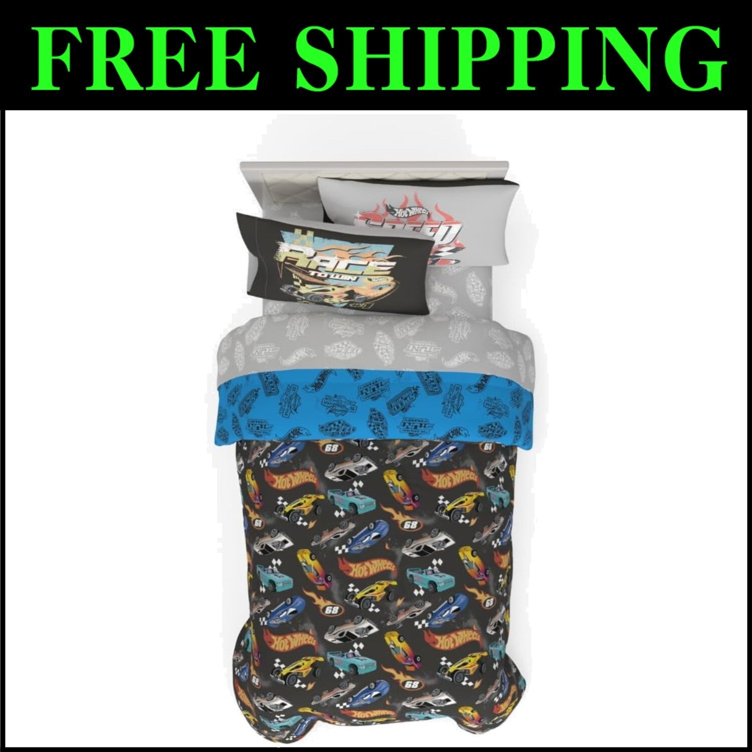 Hot Wheels Kids 5 Piece Twin Comforter & Sheet Set - Super Soft Microfiber