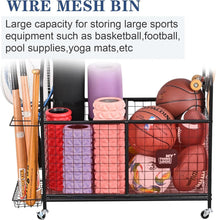 Load image into Gallery viewer, Multifunctional Sports Equipment Garage Organizer with Storage Bins &amp; Bat Rack