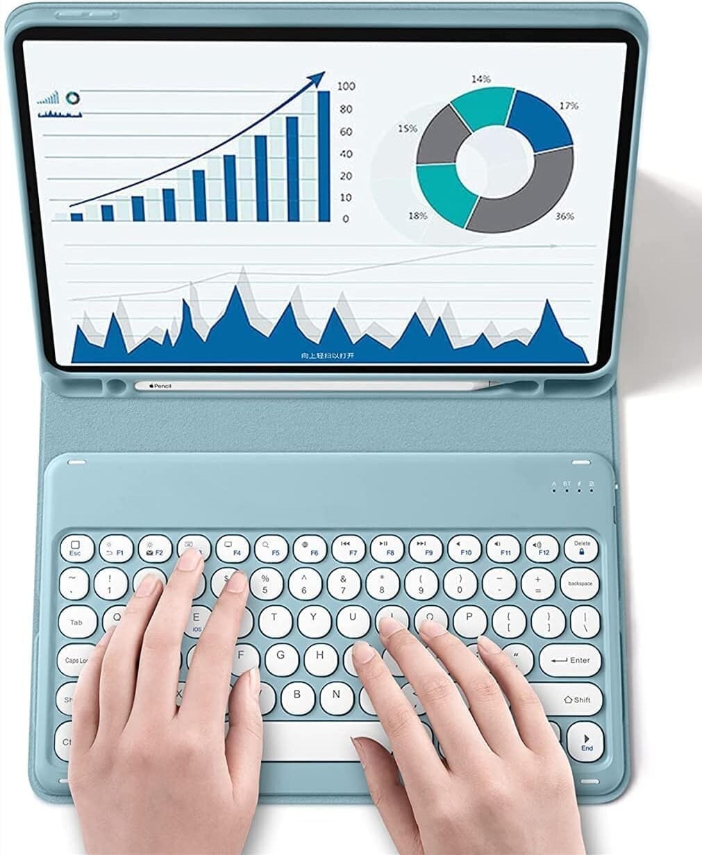 Lightweight Bluetooth Keyboard Case with Round Keys for Galaxy Tab A9 Plus