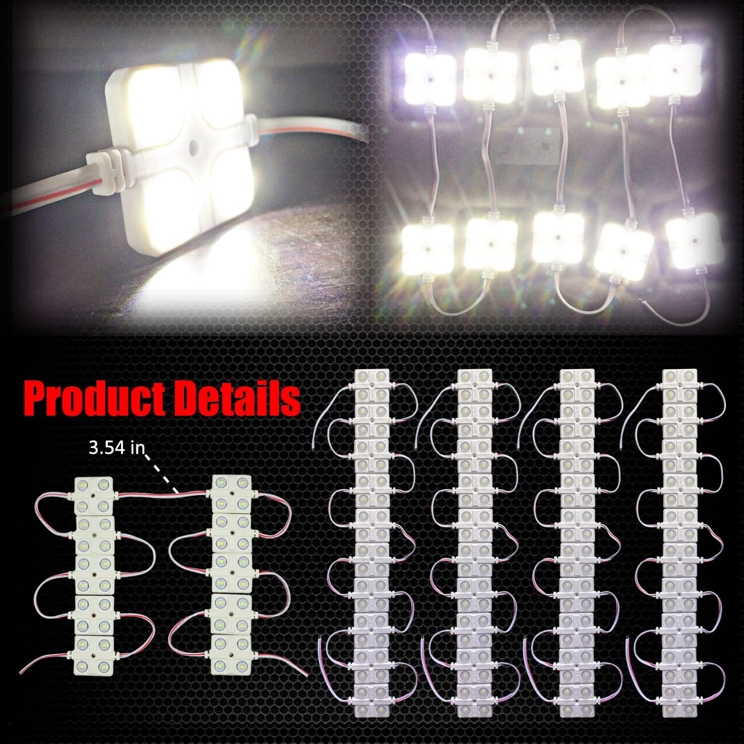 Energy-Saving 12V LED Interior Lights - 200 High Brightness Modules for Vehicles