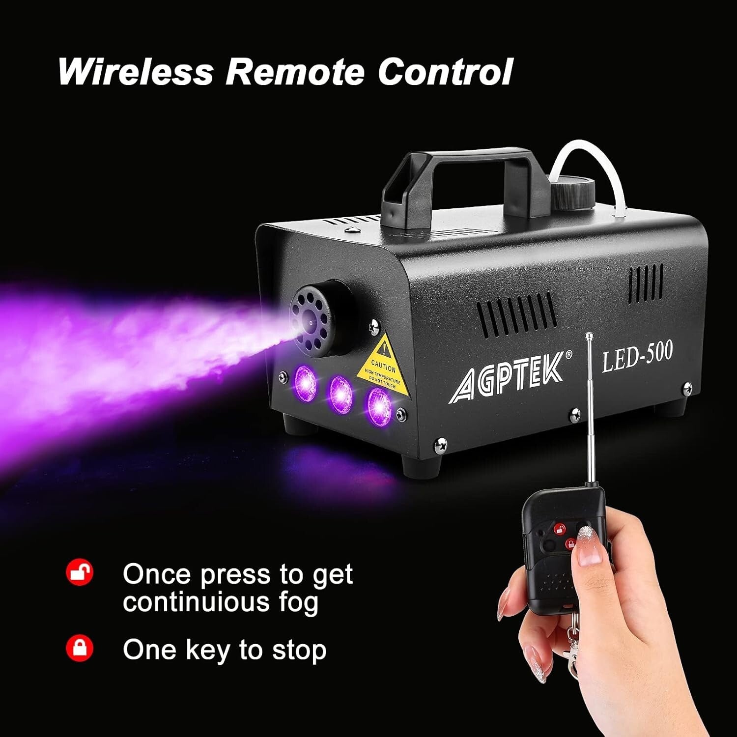 Automatic Spray Smoke Machine with Colorful LED Effects and Remote Control