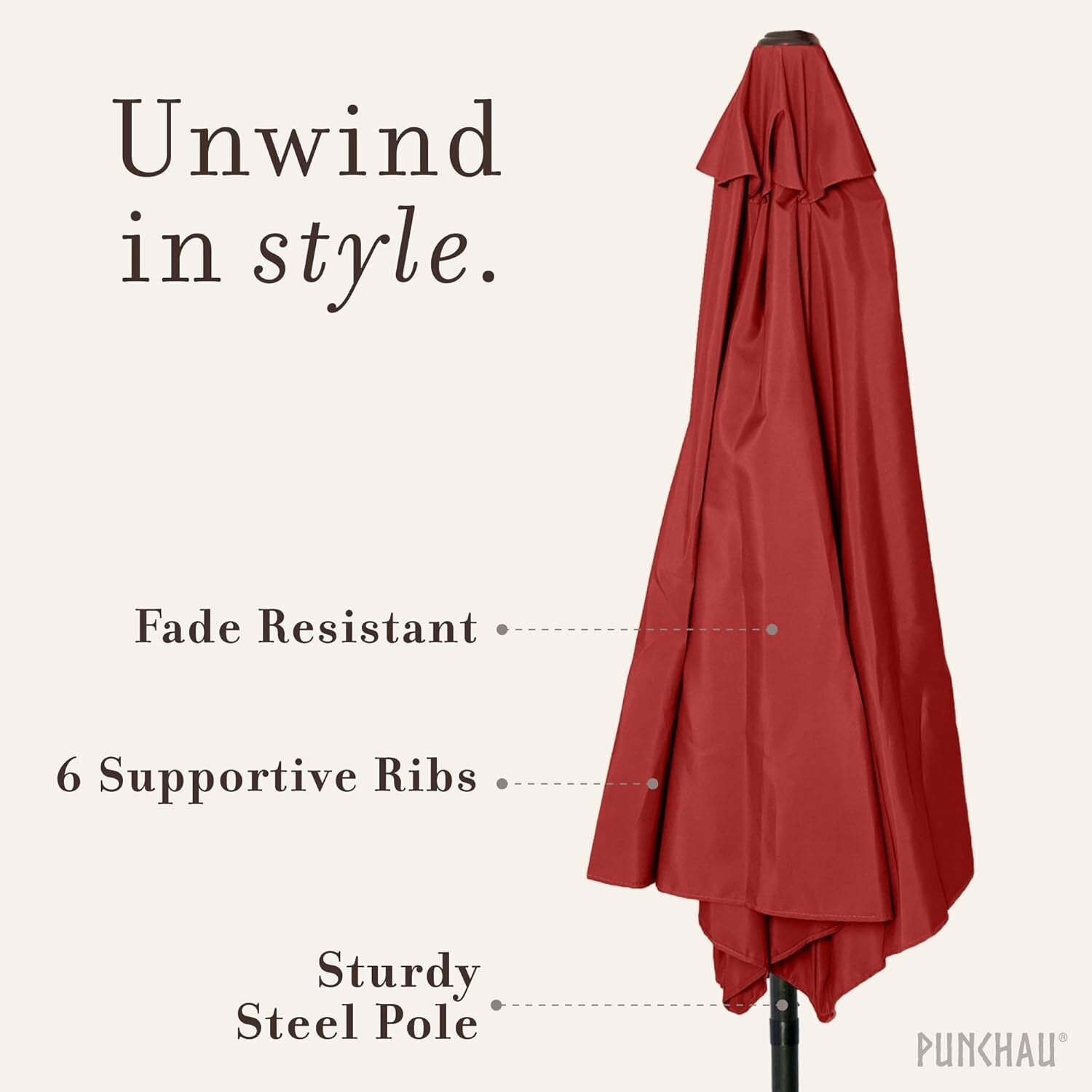 Durable 6 Ft Outdoor Patio Umbrella – Easy Open & Push Button Tilt Design