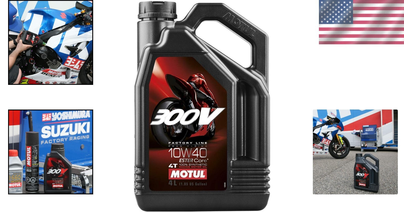 300V Factory Line 4L 10W-40 Synthetic Racing Motorcycle Engine Oil - Ester Core