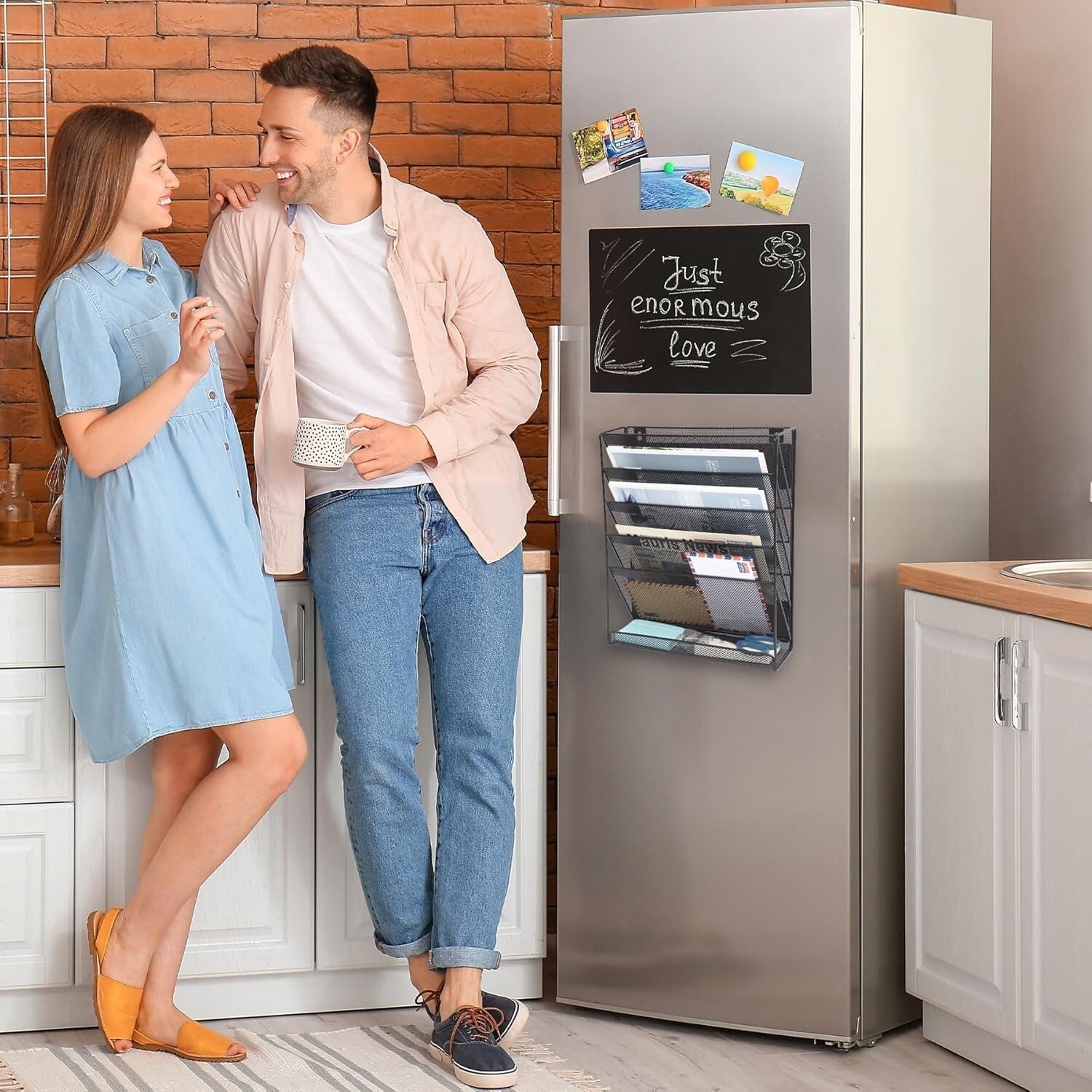 6-Tier Magnetic Wall-Mounted File Organizer - Stylish Black & Space-Saving