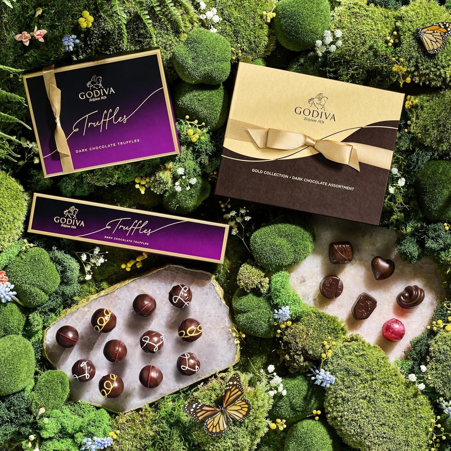 Assorted Gourmet Dark Chocolates with Pralines & Caramels - Gift Boxed Luxury