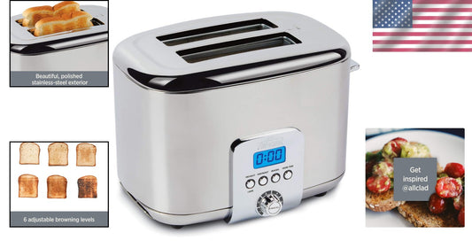 Elegant 2-Slice Stainless Steel Toaster with LED Display and 6 Browning Levels