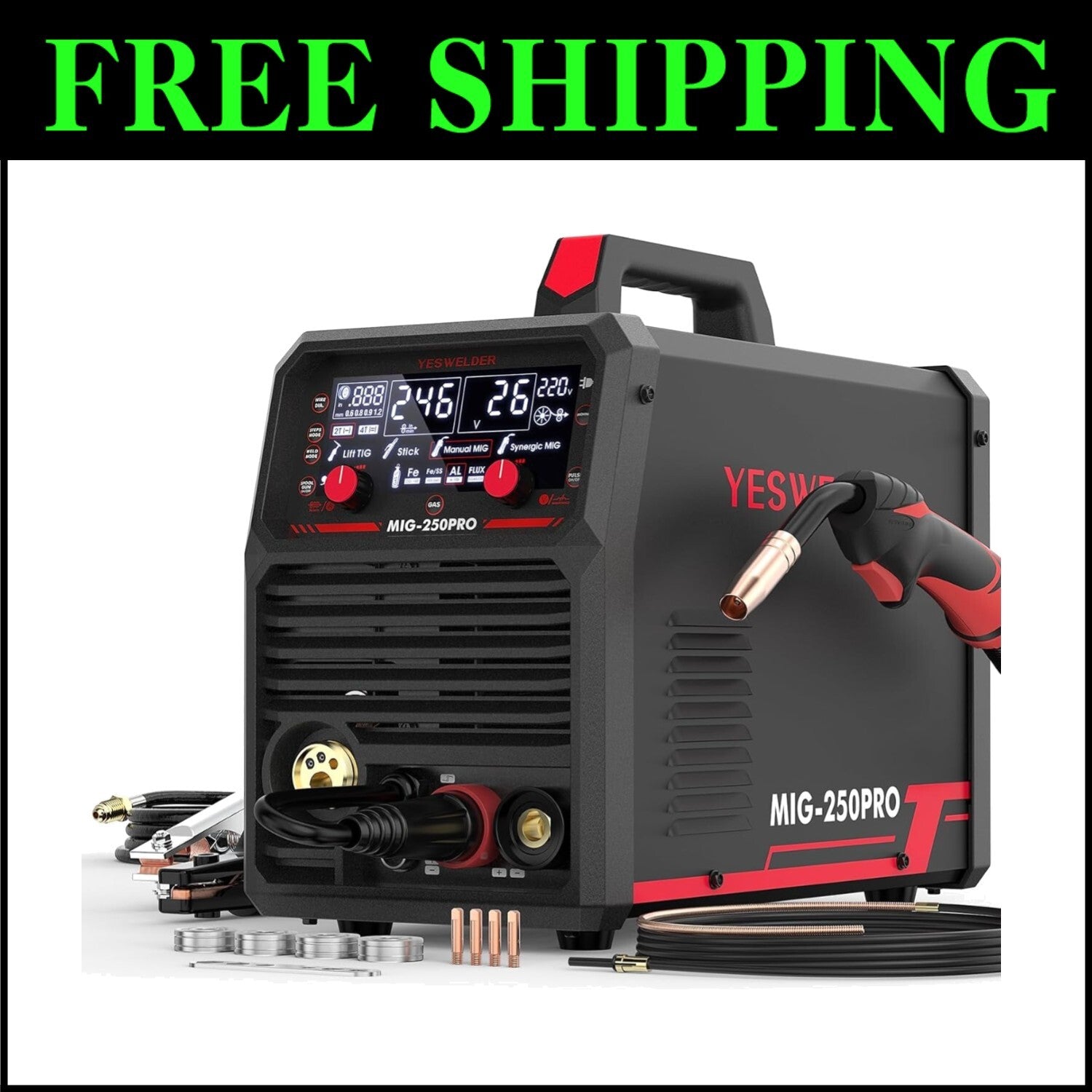 Lightweight 250Amp 220V MIG Welder - Automatic Safety & Multi-Wire Compatibility