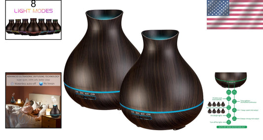 2-Pack High Mist Aromatherapy Diffusers for Large Rooms - Auto Shutoff Safety