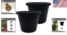 Load image into Gallery viewer, Versatile 14-Inch Round Plant Pots - Smart Drainage &amp; Rolled Rim Design, 2-Pack