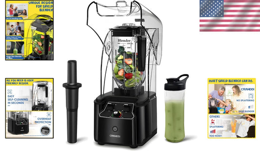 K90 Black Professional Blender - 80oz Capacity with Noise Reduction Shield