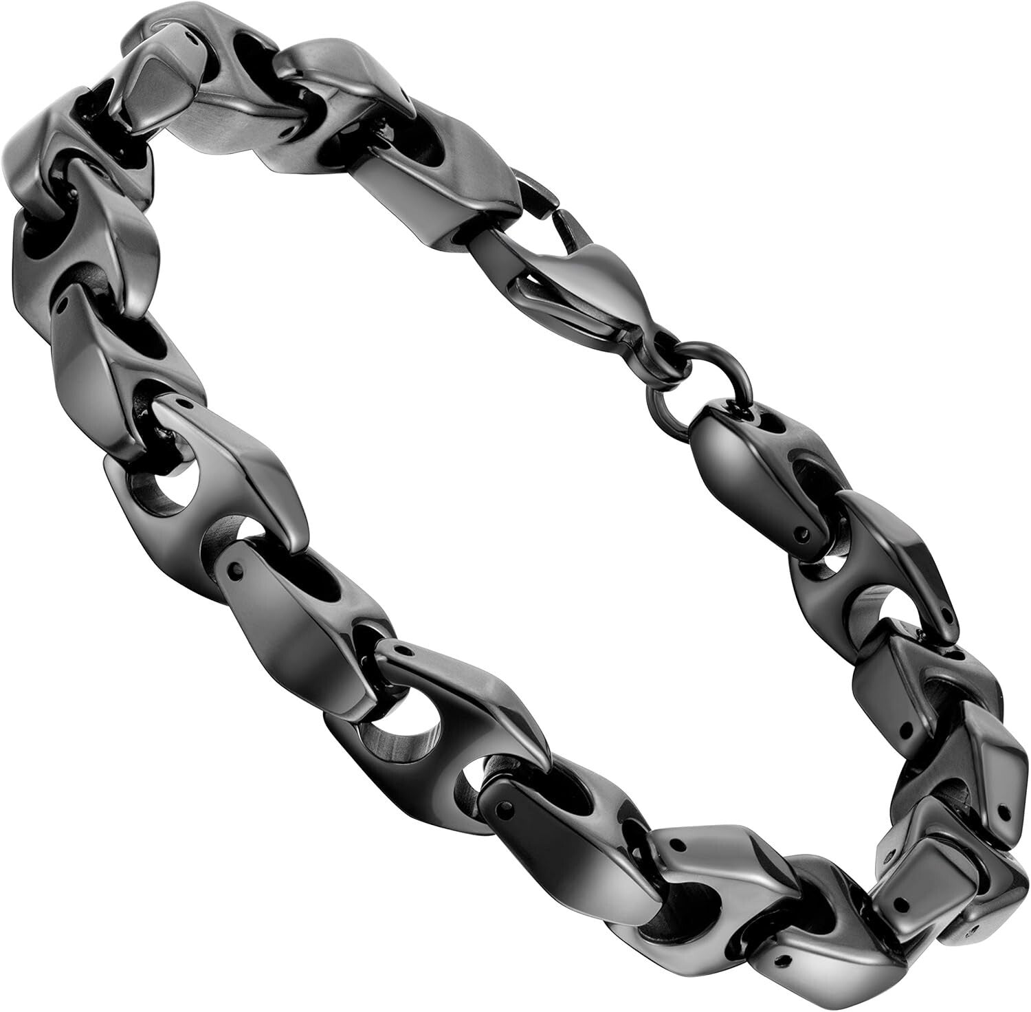 Stylish Men's Tungsten Carbide Bracelet - Heavy 3-Sided Links, Polished Finish