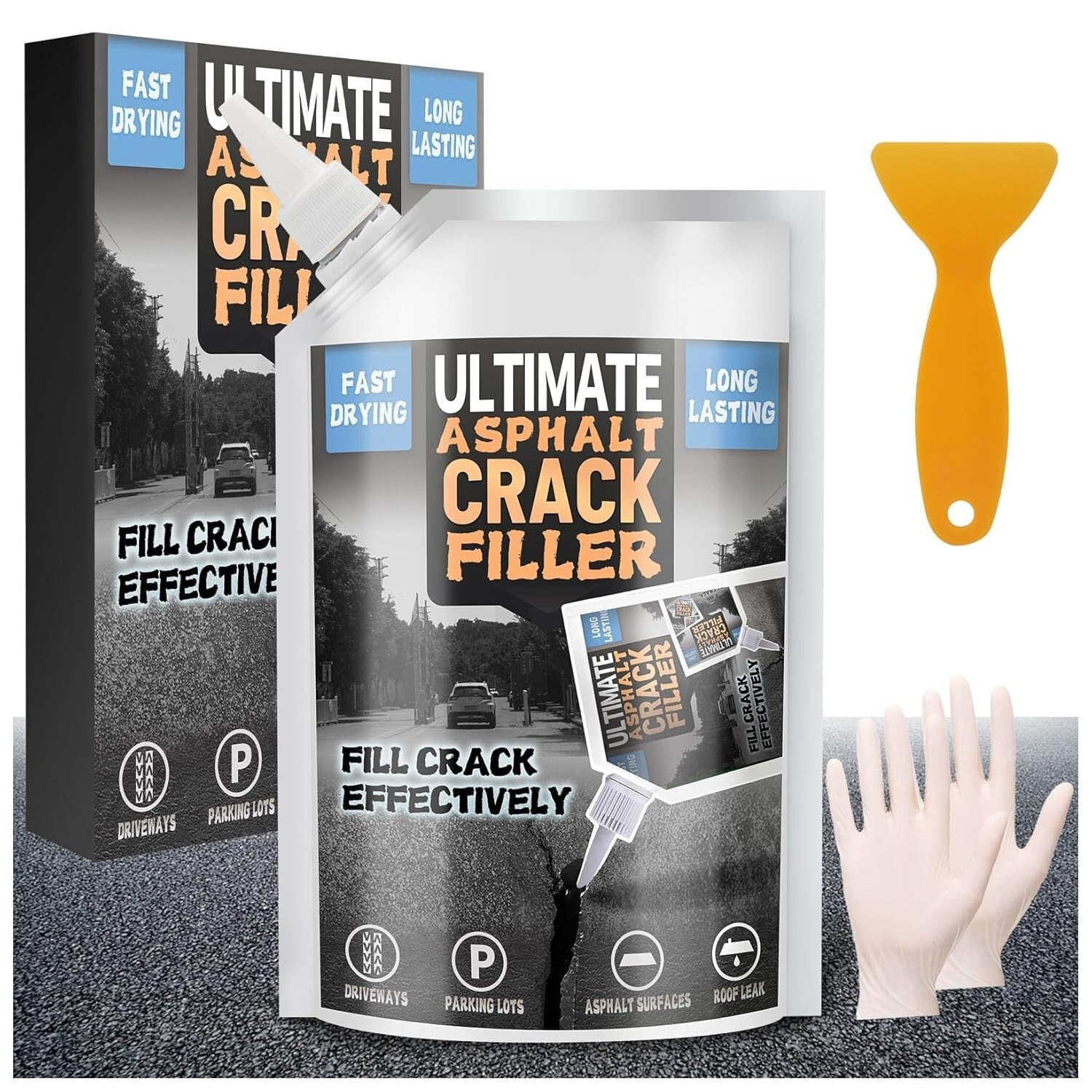Comprehensive Asphalt Crack Repair Kit - High Elasticity & Weed-Proof Sealer