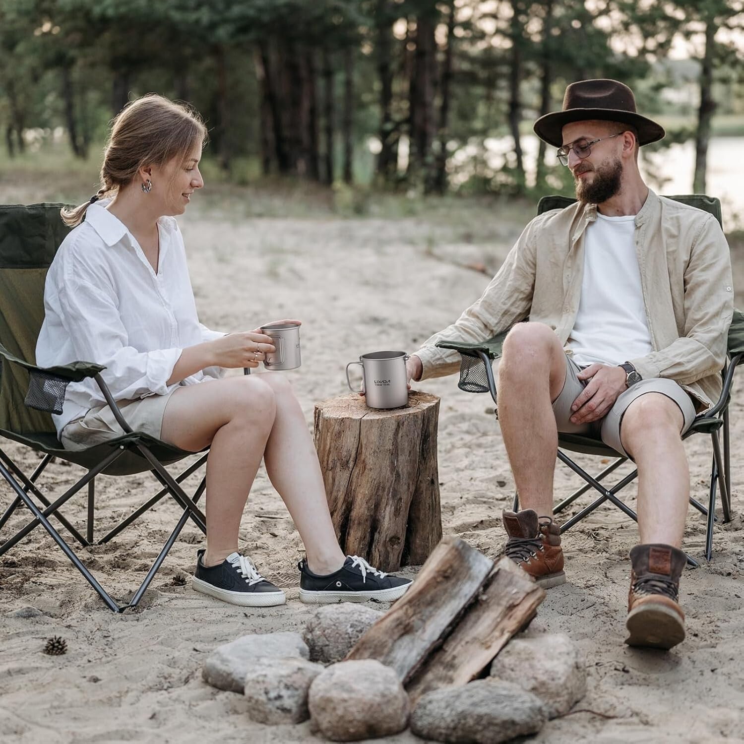 Durable Titanium Camping Cookware with 450ml Coffee Mug & Collapsible Spork