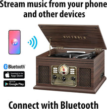 Load image into Gallery viewer, Vintage 3-Speed Turntable with Bluetooth &amp; Built-In Speakers - Espresso Finish
