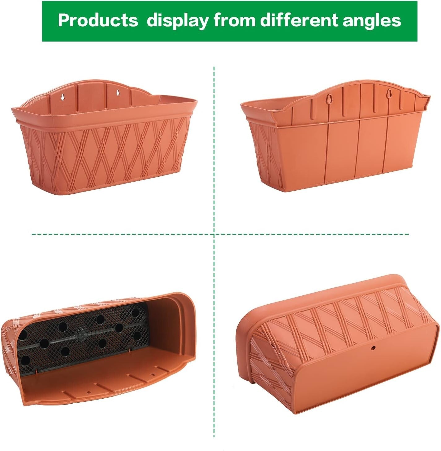 16.5 Inch Wall-Mounted Planters - Lightweight Terracotta Pots for Modern Gardens