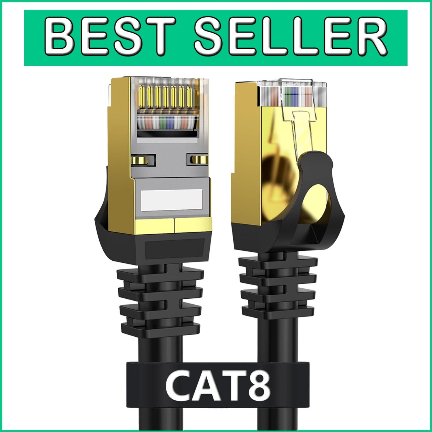 100ft Cat 8 Ethernet Cable - Heavy Duty, Weatherproof, High-Speed Connectivity