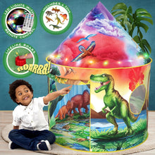 Load image into Gallery viewer, Kids Dinosaur Tent with Interactive Roar Sounds &amp; Remote-Controlled LED Lights