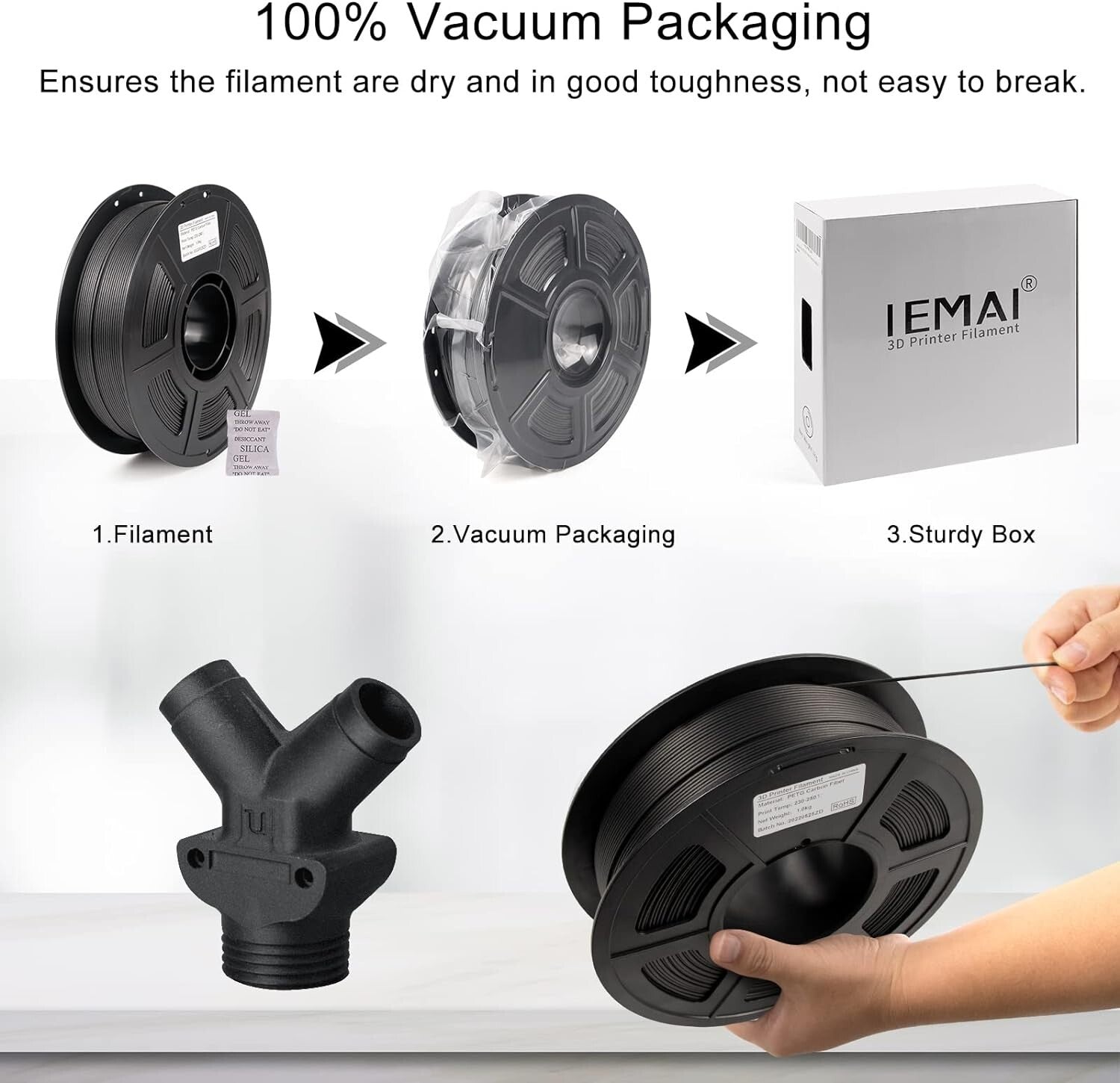 Precision PA6-CF Carbon Fiber Nylon Filament 1.75mm - Ideal for Functional Parts