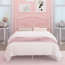 Load image into Gallery viewer, Full Size Bed Frame with Heart-Shaped Headboard &amp; Under-Bed Storage - White