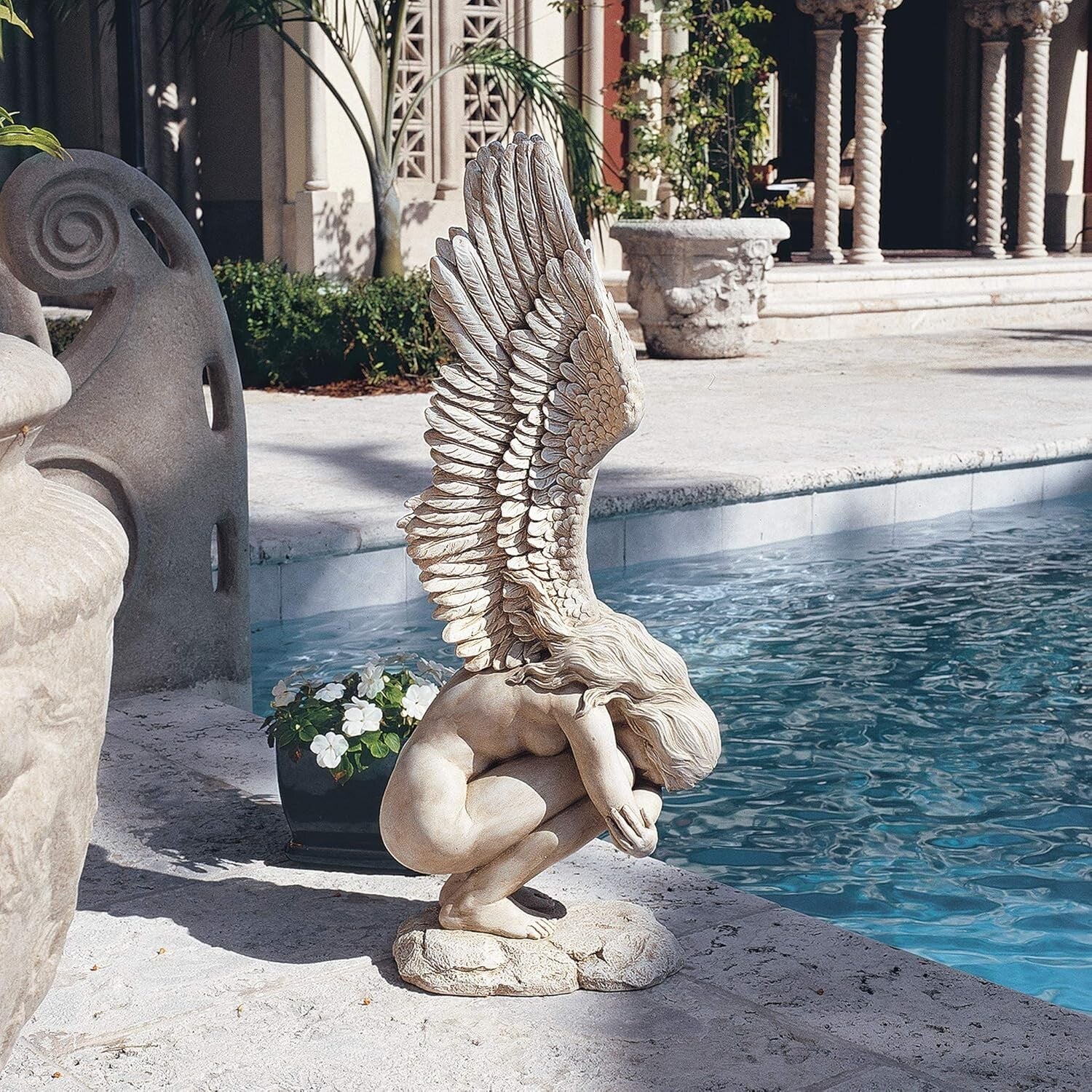 Emotional 30-Inch Angel Garden Statue - Durable Cast Stone Resin for All Seasons