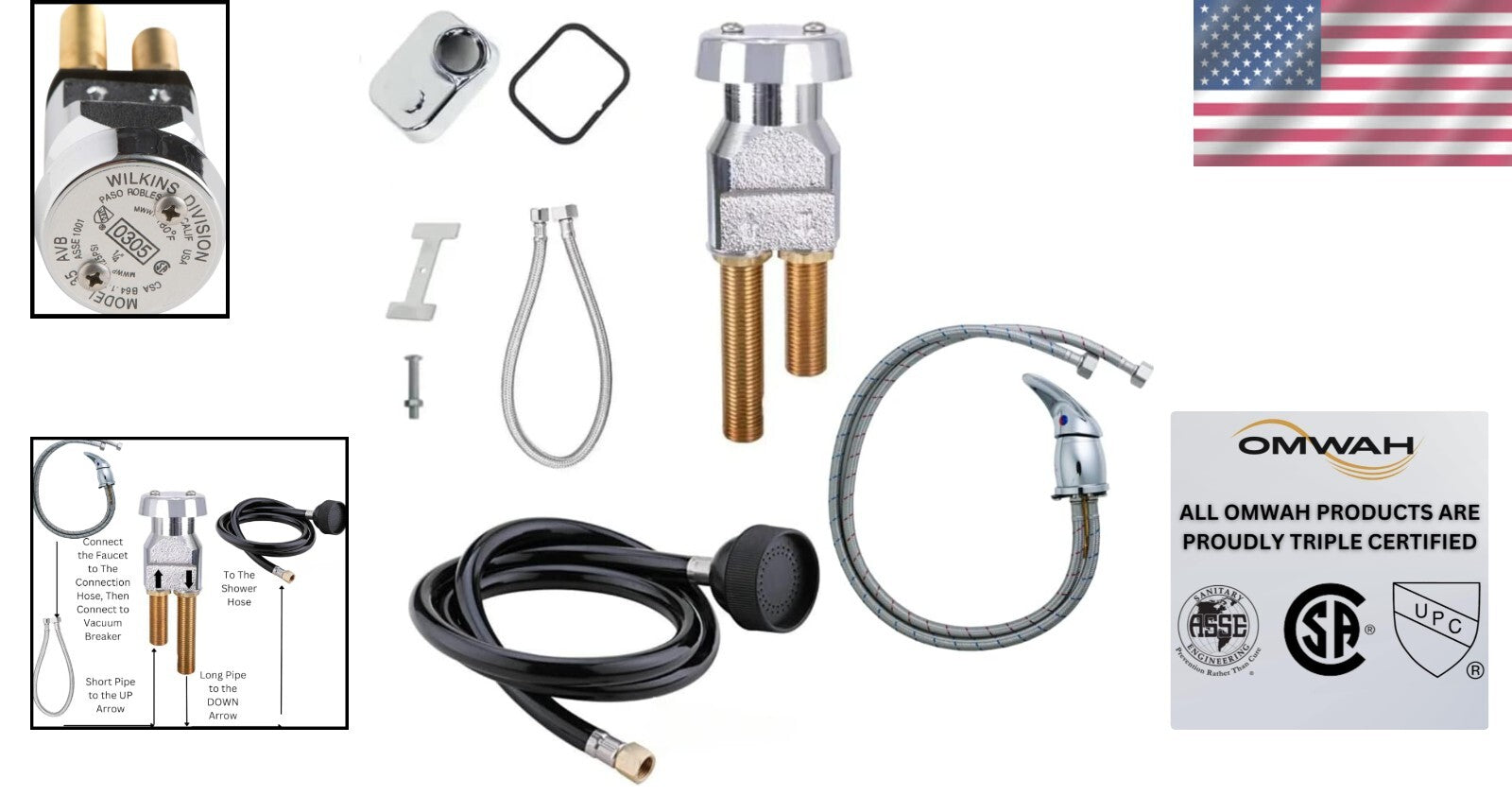 Premium Chrome Shampoo Sink Faucet with High-Arc Gooseneck & Sprayer Included