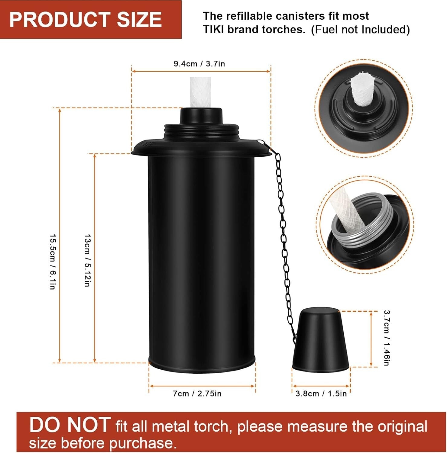 16 oz Outdoor Torch Canisters with Wicks - Ideal for Lawn and Patio Ambiance