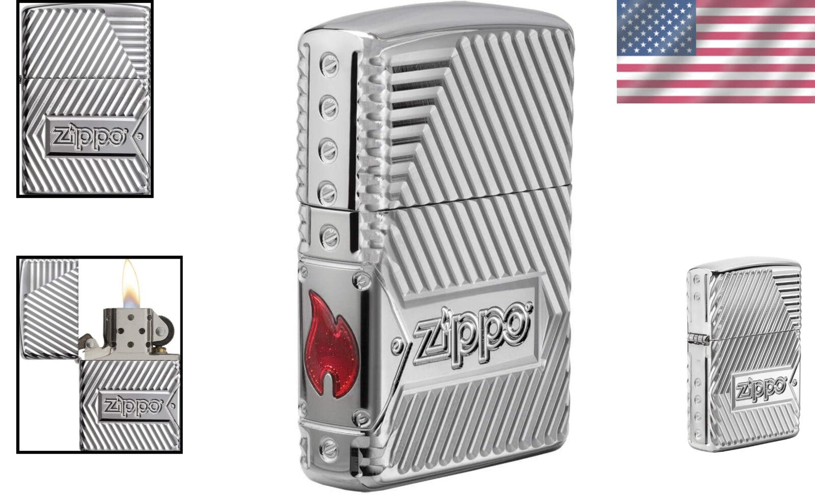 Distinguished Windproof Pocket Lighter - Chrome Finish with Logo Design