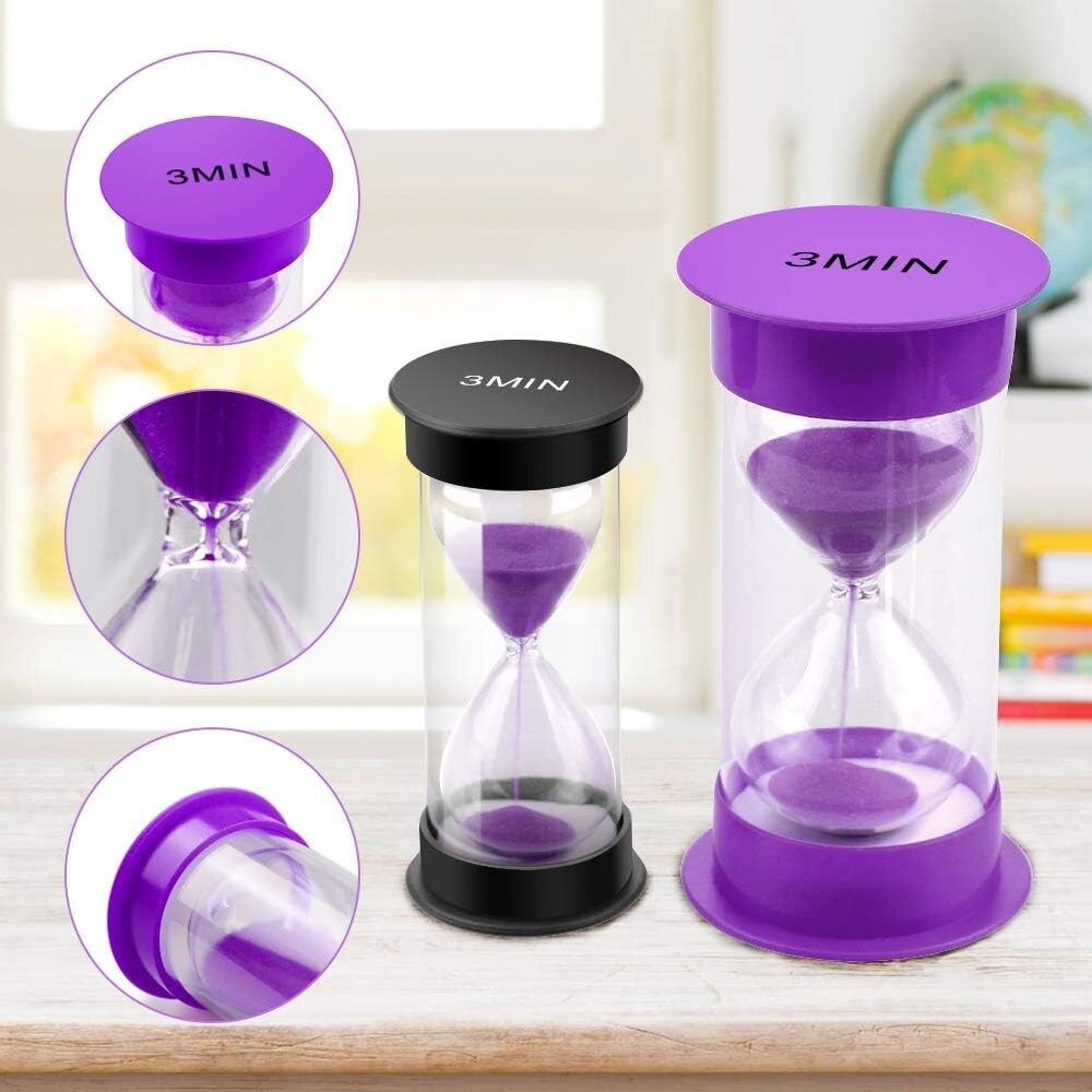 Durable Acrylic Hourglass Timer Set - 6 Colors with Timings from 1 to 15 Minutes