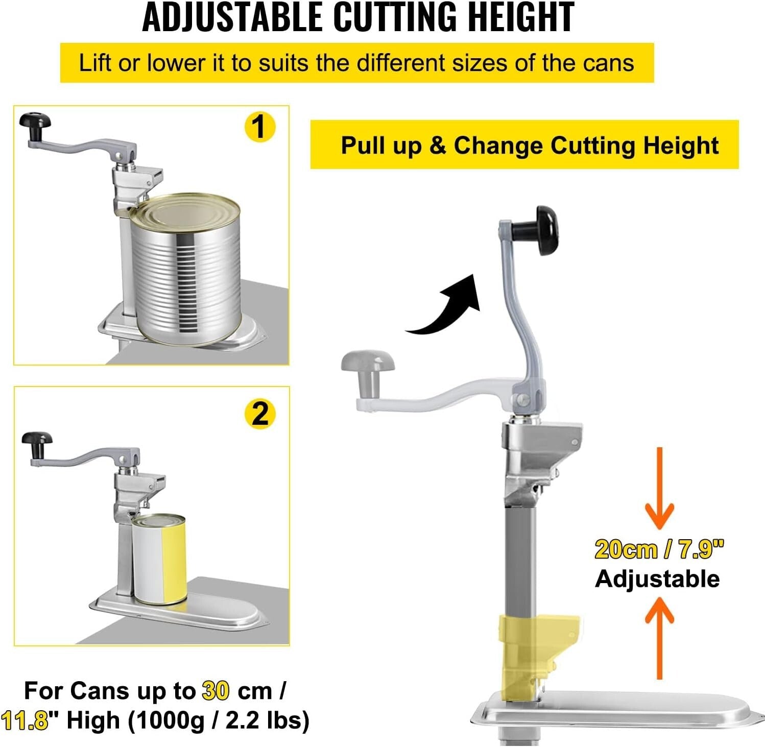 Durable Tabletop Can Opener - 18.9" Stainless Steel for Commercial Kitchens