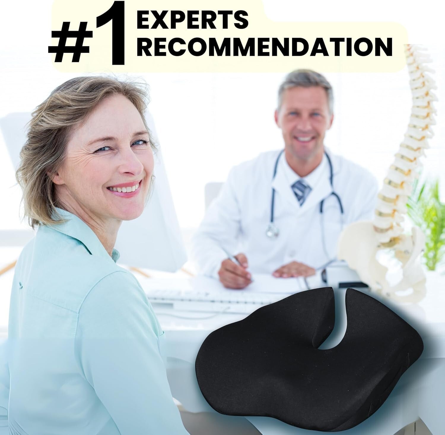 30% Larger Office Chair Cushion - Portable Memory Foam for Pain Relief & Comfort