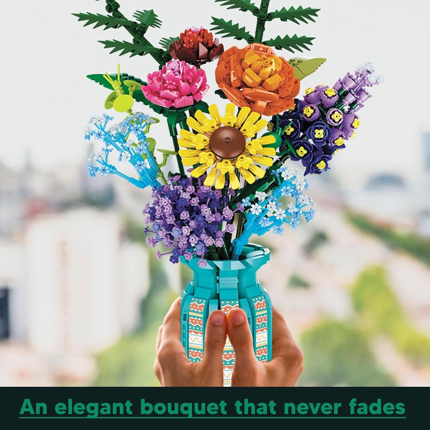 Customizable Flower Bouquet Building Blocks Set - 8 Unique Designs for Any Space