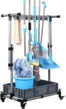 Load image into Gallery viewer, Stainless Steel Freestanding Broom and Mop Holder with 10 Slots for Easy Storage