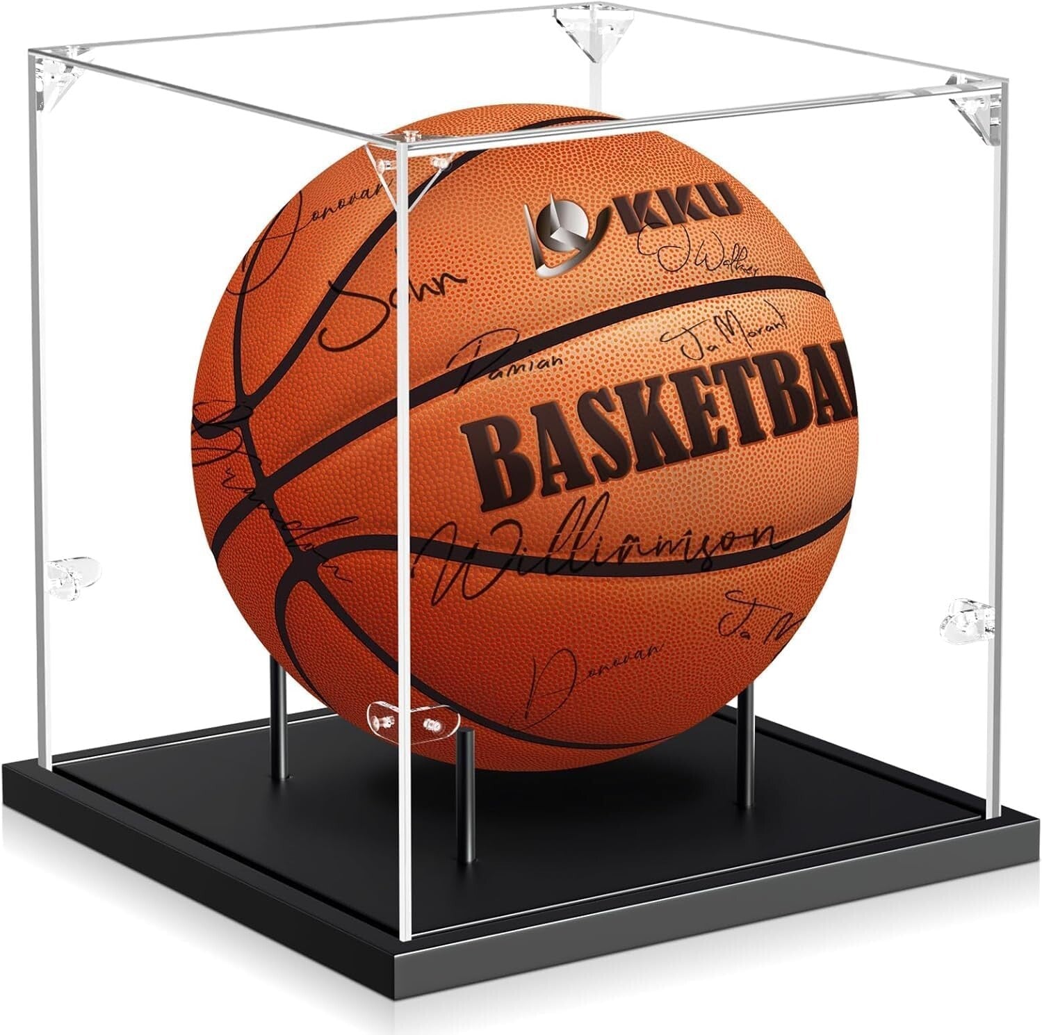 Stylish Clear Acrylic Display Case with Solid Wood for Autographed Collectibles