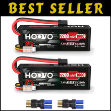 Load image into Gallery viewer, 2 Pack 7200mAh 2S Lipo Battery for High-Speed RC Racing - Hard Case Protection