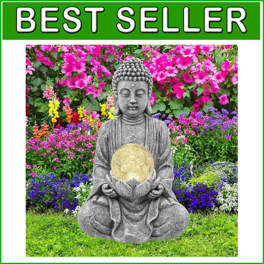 Charming Meditating Buddha Solar Light Sculpture – Perfect Gift for Garden