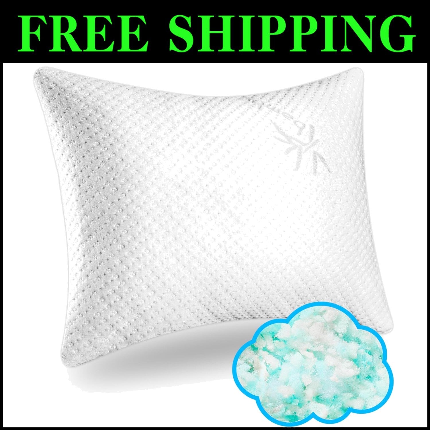 Breathable Memory Foam Bed Pillow with Cooling Zipper Cover for All Sleep Styles
