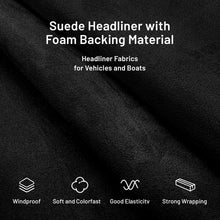 Load image into Gallery viewer, Foam-Backed Black Suede Headliner 98" L × 60" W - Ideal for DIY Projects
