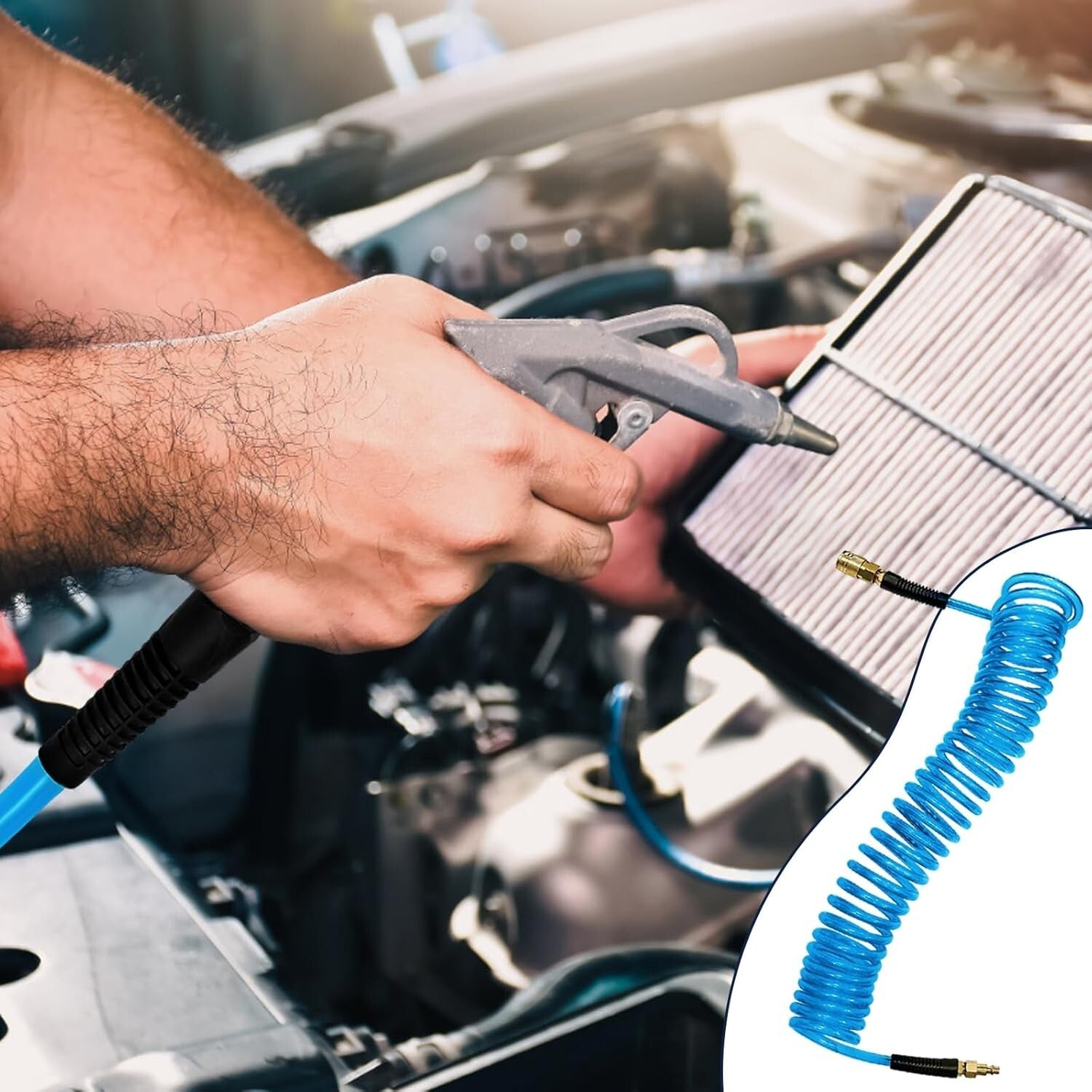 Versatile 25 ft Polyurethane Air Compressor Hose - Quick Connect & High Pressure