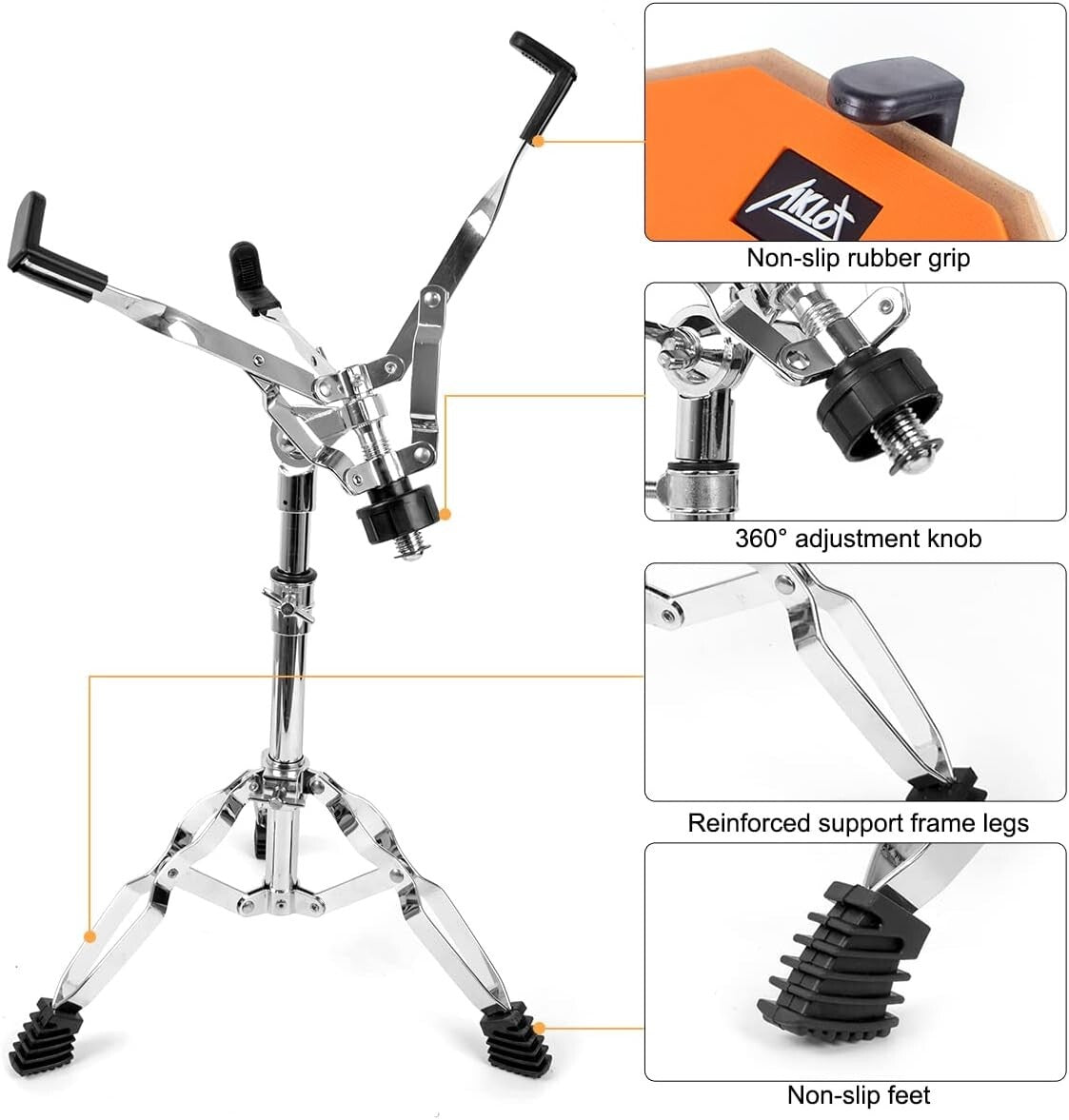 All-in-One 12 Inch Practice Pad Set with Snare Stand and Sturdy Bag for Drummers