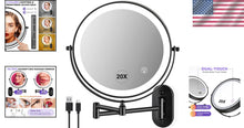 Load image into Gallery viewer, Compact 1x/20X Lighted Vanity Mirror with Adjustable Arm - Perfect for Makeup