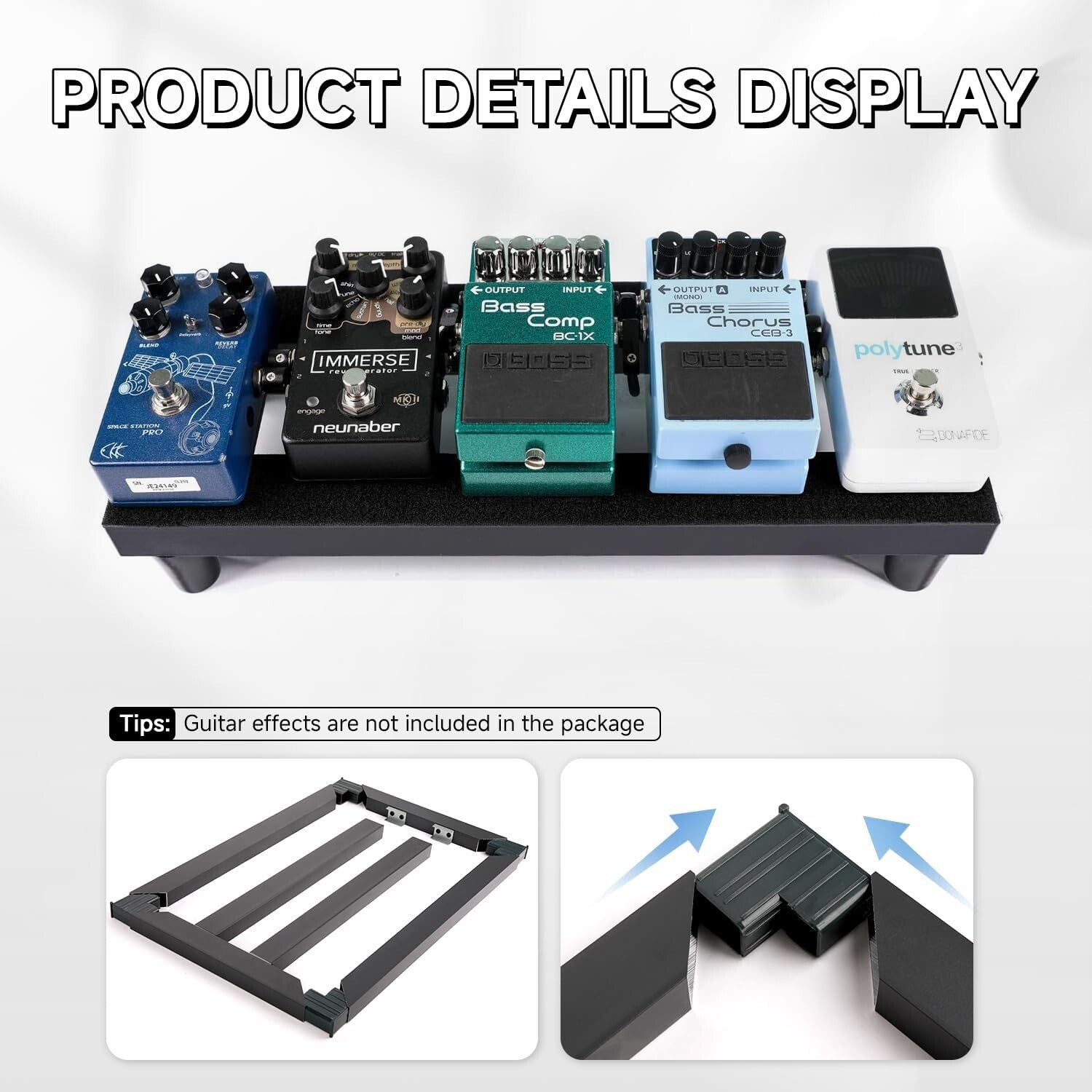 Ultra-Lightweight 0.8lb Guitar Pedal Board with Durable Carry Bag - 13.7''x5.5''