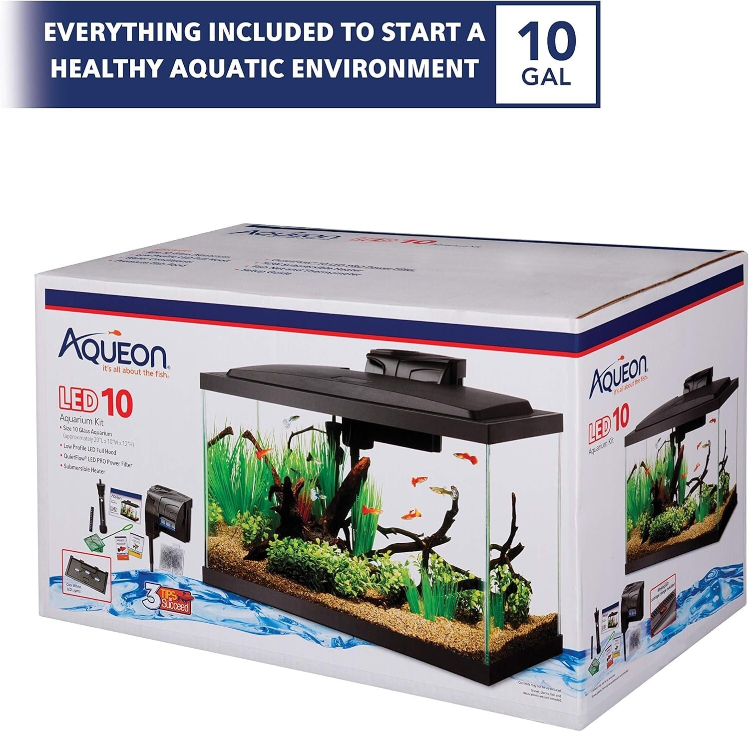10 Gallon LED Aquarium Starter Kit with Complete Accessories – Effortless Setup